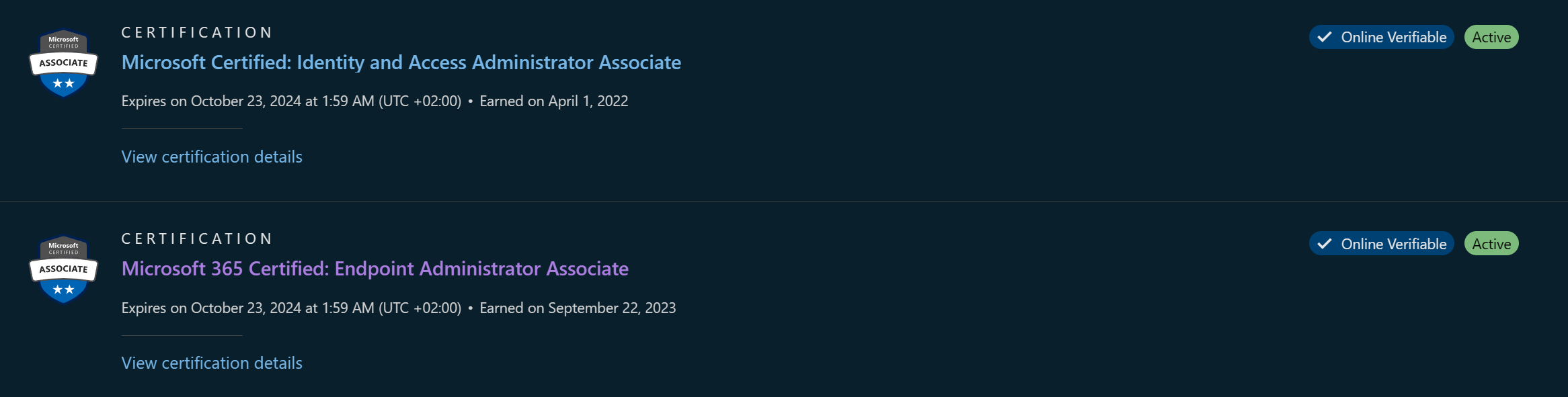 Microsoft Certification Dashboard Certifications
