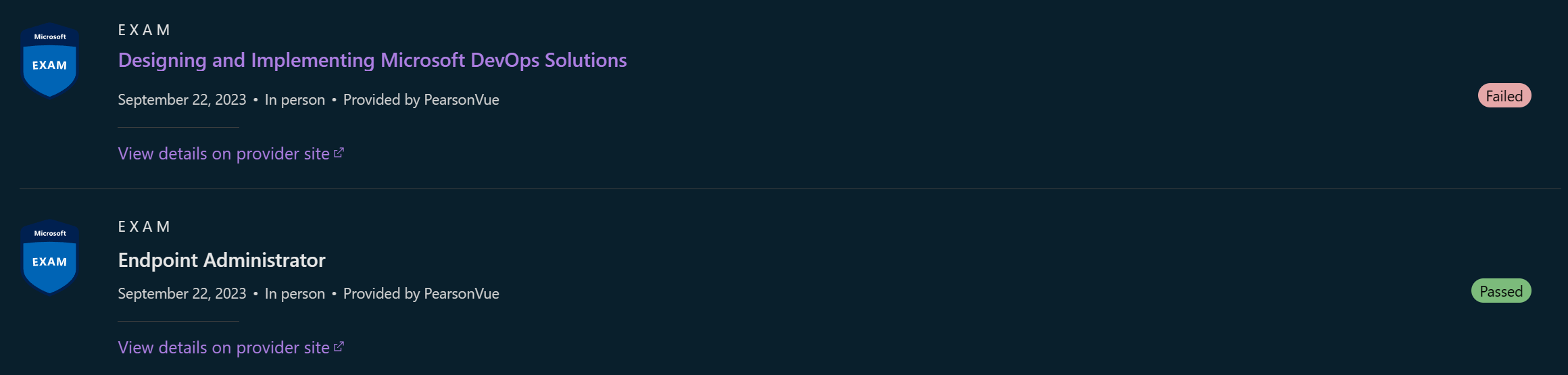 Microsoft Certification Dashboard Past Exams